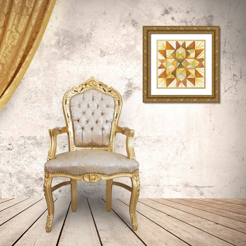 Summer Wheat Quilt Gold Ornate Wood Framed Art Print with Double Matting by Mingo, Jessica