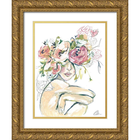 Floral Woman Gold Ornate Wood Framed Art Print with Double Matting by Mingo, Jessica