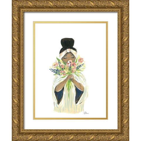 Fragrant Flowers Gold Ornate Wood Framed Art Print with Double Matting by Mingo, Jessica