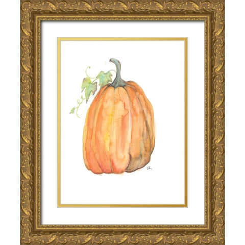 Plump Pumpkin Gold Ornate Wood Framed Art Print with Double Matting by Mingo, Jessica