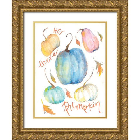 Hey There Pumpkin Gold Ornate Wood Framed Art Print with Double Matting by Mingo, Jessica