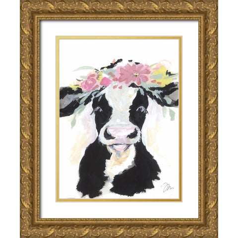 Spring Calf Gold Ornate Wood Framed Art Print with Double Matting by Mingo, Jessica
