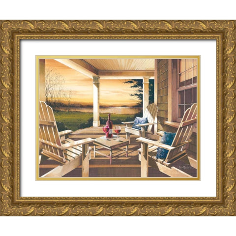 Sunset with Wine Gold Ornate Wood Framed Art Print with Double Matting by Rossini, John