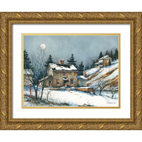 A February Evening Gold Ornate Wood Framed Art Print with Double Matting by Rossini, John