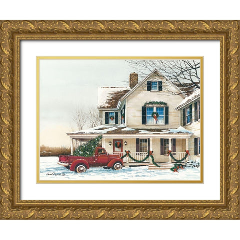 Preparing for Christmas Gold Ornate Wood Framed Art Print with Double Matting by Rossini, John