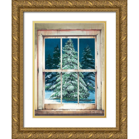Holiday Window Gold Ornate Wood Framed Art Print with Double Matting by Rossini, John