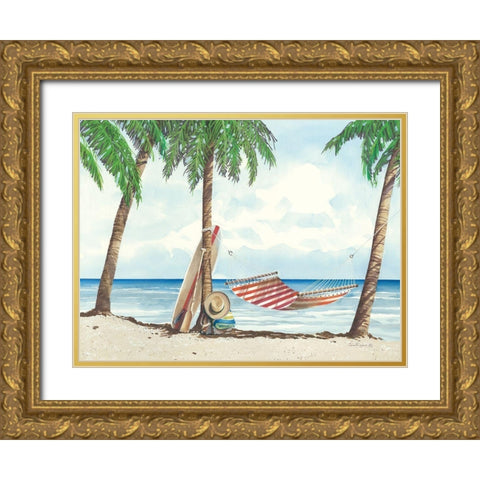 Under the Palms Gold Ornate Wood Framed Art Print with Double Matting by Rossini, John