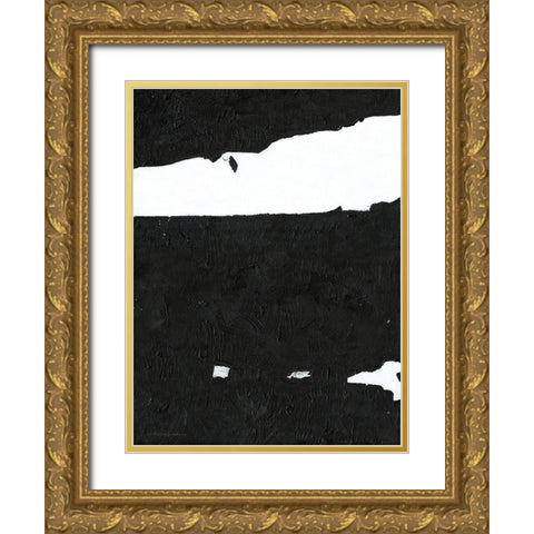 Black And White Abstract 4 Gold Ornate Wood Framed Art Print with Double Matting by Kamdon Kreations