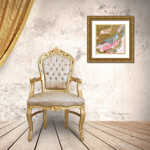 Rose Gold Abstract Gold Ornate Wood Framed Art Print with Double Matting by Kamdon Kreations