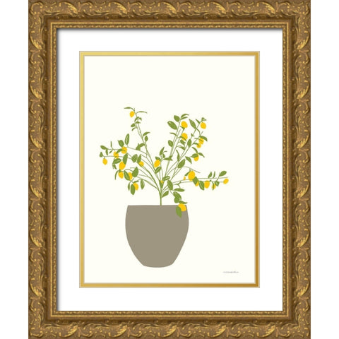 Lemon Tree Gold Ornate Wood Framed Art Print with Double Matting by Kamdon Kreations