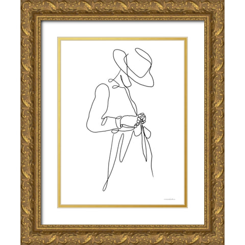 Fashionista Gold Ornate Wood Framed Art Print with Double Matting by Kamdon Kreations