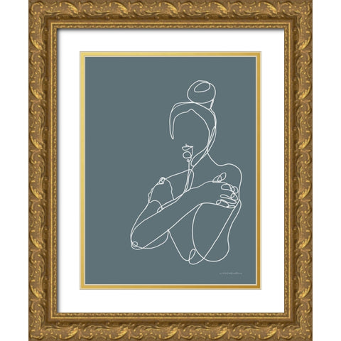 Messy Bun Gold Ornate Wood Framed Art Print with Double Matting by Kamdon Kreations