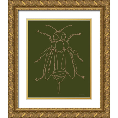 Bee Gold Ornate Wood Framed Art Print with Double Matting by Kamdon Kreations