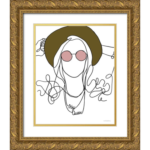 Hey Queen Gold Ornate Wood Framed Art Print with Double Matting by Kamdon Kreations