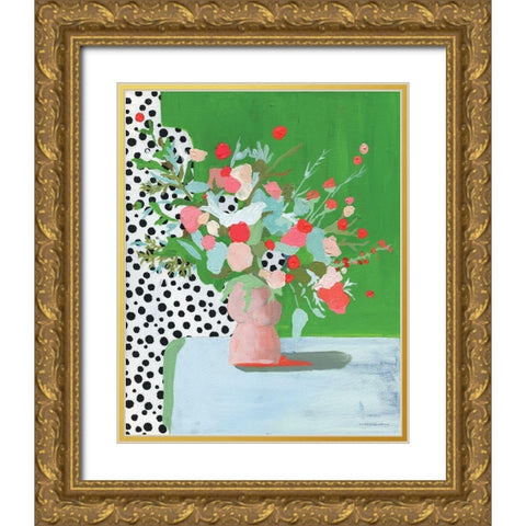 Bird Song in Spring Gold Ornate Wood Framed Art Print with Double Matting by Kamdon Kreations
