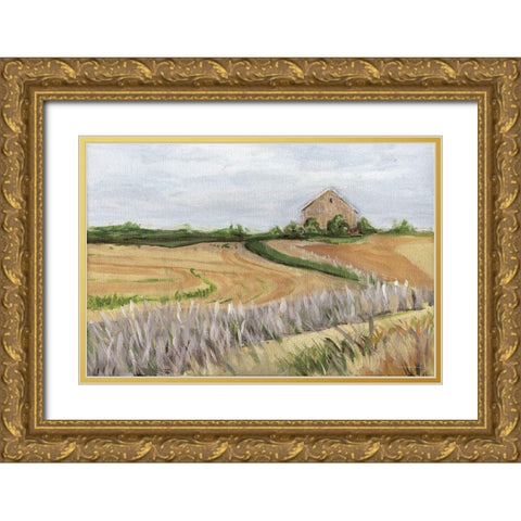 Golden Hour on the Farm Gold Ornate Wood Framed Art Print with Double Matting by Kamdon Kreations