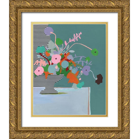 Wild Stripes Gold Ornate Wood Framed Art Print with Double Matting by Kamdon Kreations