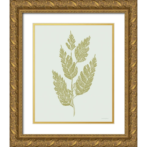 Spring Sprig Gold Ornate Wood Framed Art Print with Double Matting by Kamdon Kreations