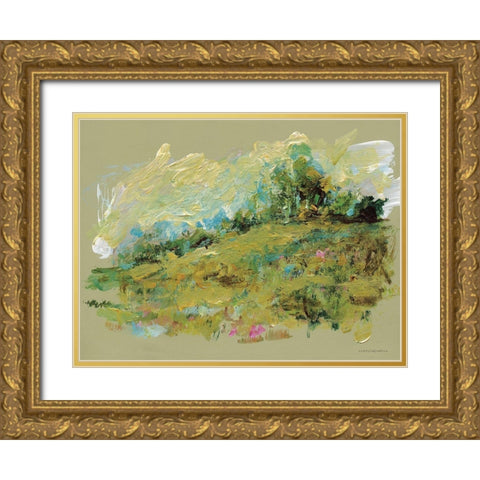 Spring Meadow Gold Ornate Wood Framed Art Print with Double Matting by Kamdon Kreations
