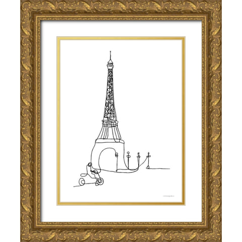 Vespa Ride Gold Ornate Wood Framed Art Print with Double Matting by Kamdon Kreations