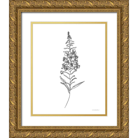 Fireweed Gold Ornate Wood Framed Art Print with Double Matting by Kamdon Kreations