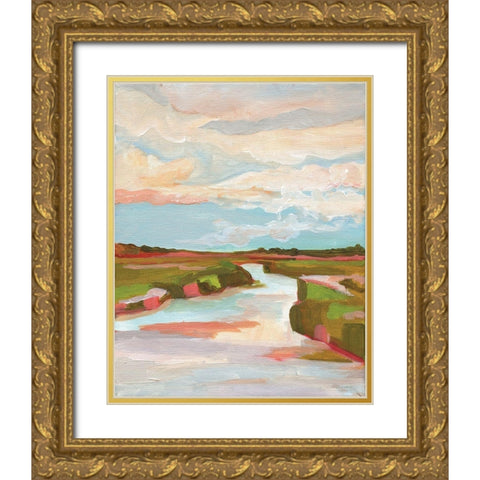 Float Gold Ornate Wood Framed Art Print with Double Matting by Kamdon Kreations