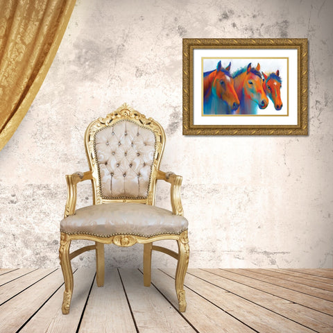 Painted Ponies    Gold Ornate Wood Framed Art Print with Double Matting by Kamdon Kreations