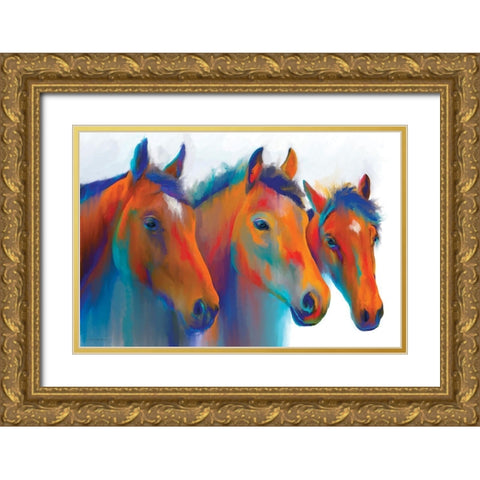 Painted Ponies    Gold Ornate Wood Framed Art Print with Double Matting by Kamdon Kreations