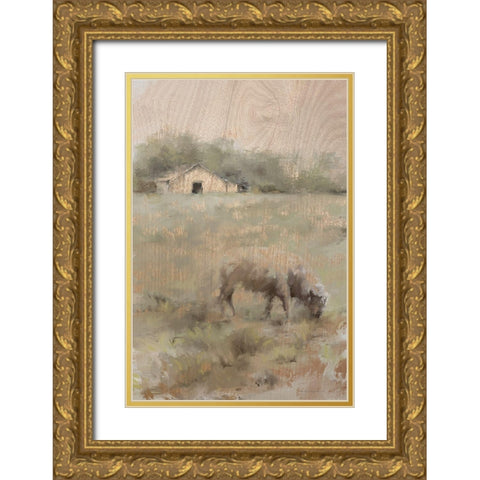 The Front Pasture Gold Ornate Wood Framed Art Print with Double Matting by Kamdon Kreations