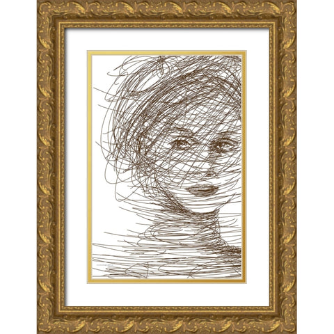 Fascinator Gold Ornate Wood Framed Art Print with Double Matting by Kamdon Kreations