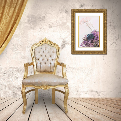 Pink Dandelion Gold Ornate Wood Framed Art Print with Double Matting by Kamdon Kreations