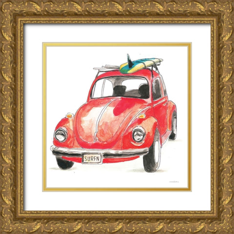 I Have the Bug to Go Surfin Gold Ornate Wood Framed Art Print with Double Matting by Kamdon Kreations