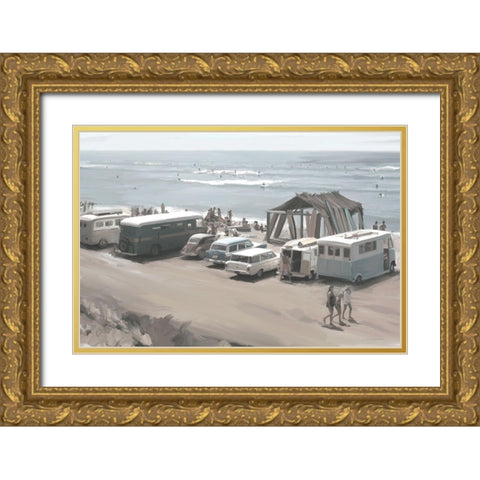 Catch the Wave Gold Ornate Wood Framed Art Print with Double Matting by Kamdon Kreations