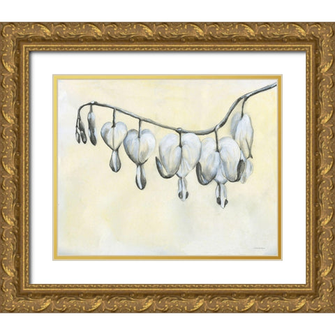Bleeding Heart Gold Ornate Wood Framed Art Print with Double Matting by Kamdon Kreations