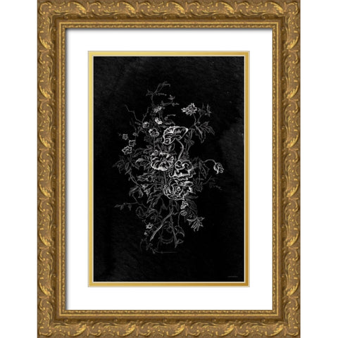Lacey Flowers Gold Ornate Wood Framed Art Print with Double Matting by Kamdon Kreations