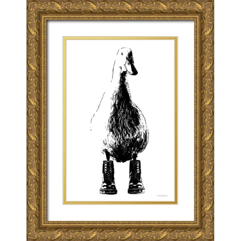 Duck in Docs Gold Ornate Wood Framed Art Print with Double Matting by Kamdon Kreations
