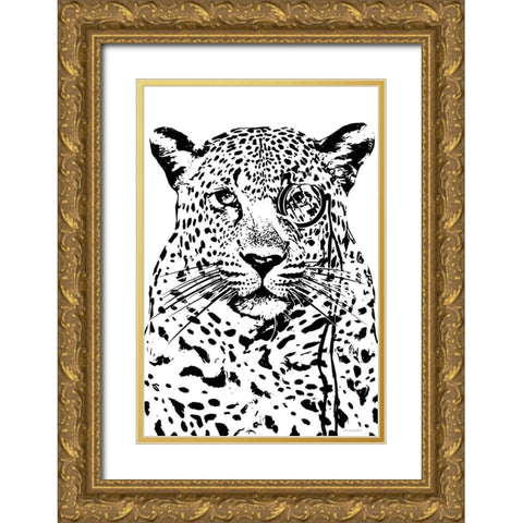 Cheeky Cheetah Gold Ornate Wood Framed Art Print with Double Matting by Kamdon Kreations