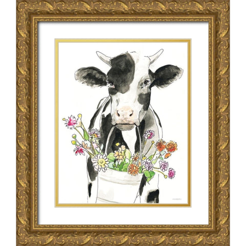 Bessie Gold Ornate Wood Framed Art Print with Double Matting by Kamdon Kreations