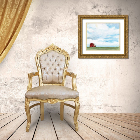Farming on the Range Gold Ornate Wood Framed Art Print with Double Matting by Kamdon Kreations