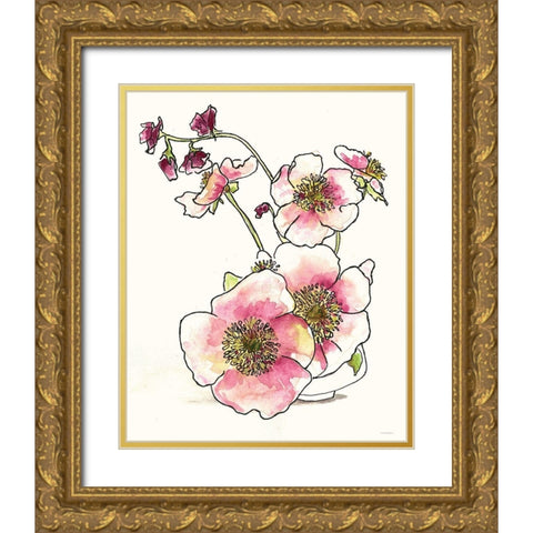 Sweetness in a Small Vase Gold Ornate Wood Framed Art Print with Double Matting by Kamdon Kreations