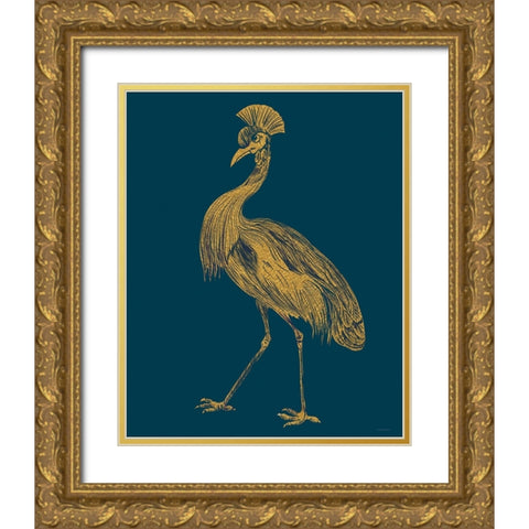Gilded Crane Gold Ornate Wood Framed Art Print with Double Matting by Kamdon Kreations