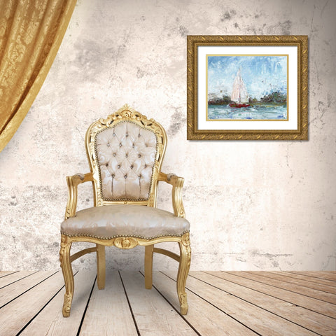 Here We Go a Sailing Gold Ornate Wood Framed Art Print with Double Matting by Kamdon Kreations