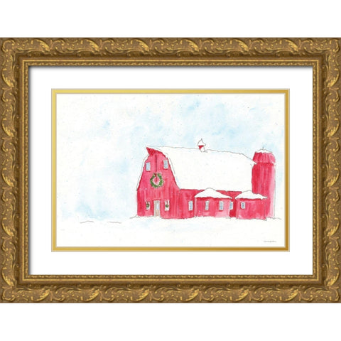 Lets Get Snowed In Gold Ornate Wood Framed Art Print with Double Matting by Kamdon Kreations