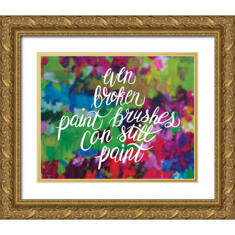 Broken Paintbrushes Gold Ornate Wood Framed Art Print with Double Matting by Kamdon Kreations