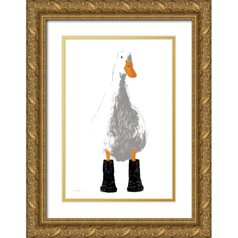 Duck in Docs II Gold Ornate Wood Framed Art Print with Double Matting by Kamdon Kreations