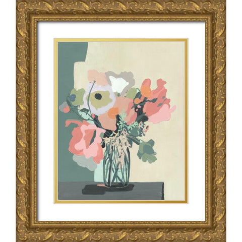 Blush Pink Cutout Gold Ornate Wood Framed Art Print with Double Matting by Kamdon Kreations