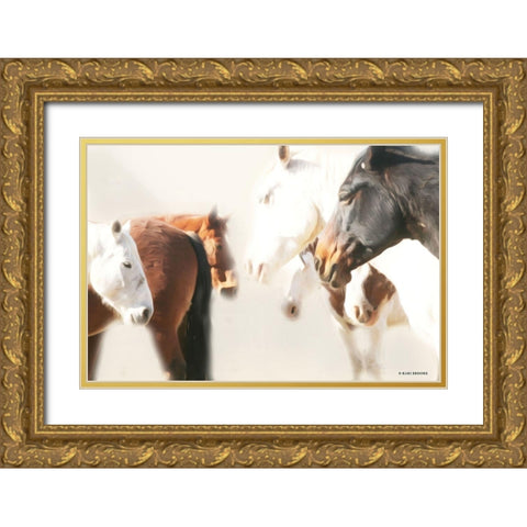 The Herd     Gold Ornate Wood Framed Art Print with Double Matting by Brooks, Kari