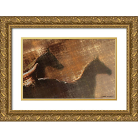 Buddies Gold Ornate Wood Framed Art Print with Double Matting by Brooks, Kari
