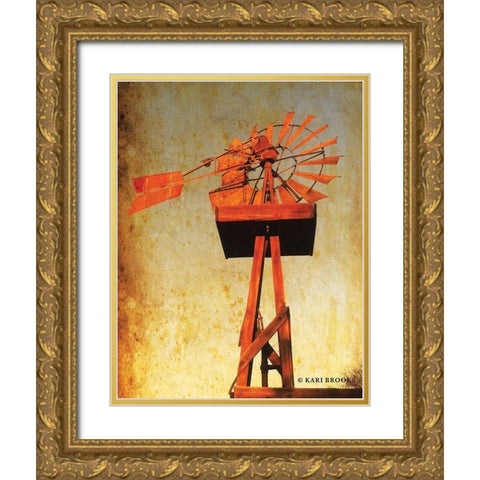 Chips Windmill I   Gold Ornate Wood Framed Art Print with Double Matting by Brooks, Kari