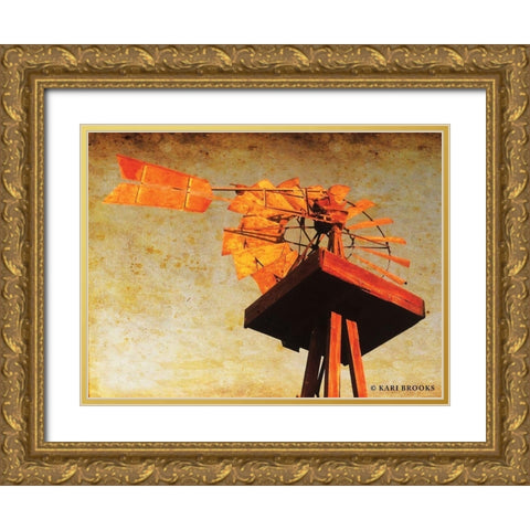 Chips Windmill II   Gold Ornate Wood Framed Art Print with Double Matting by Brooks, Kari